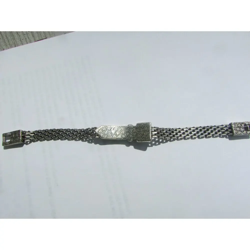 Vintage Brighton SilverTone Mesh Chain Ornate Floral Western Style Buckle Design